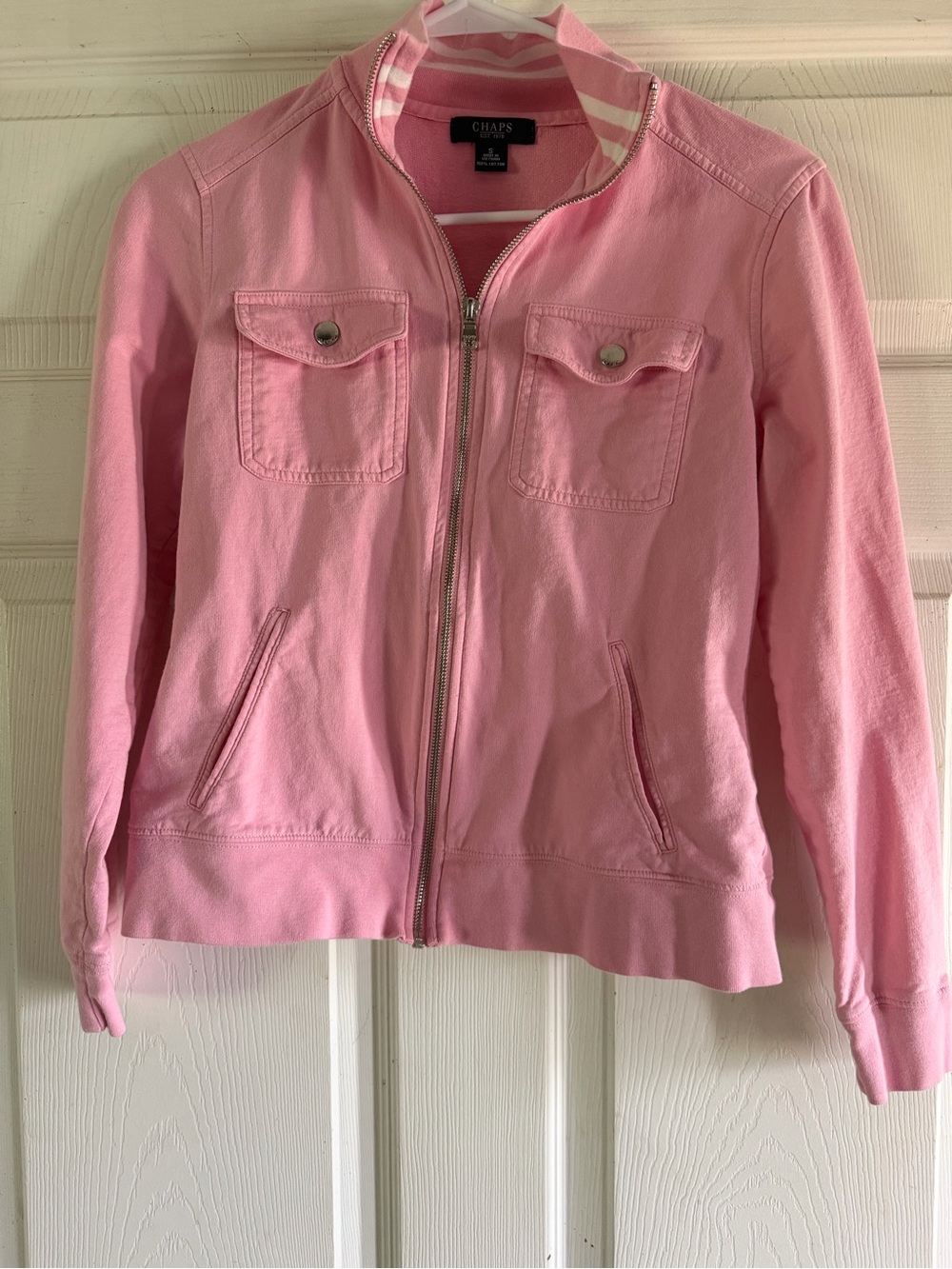 Chaps Pink Zip Front Utility Jacket for Women